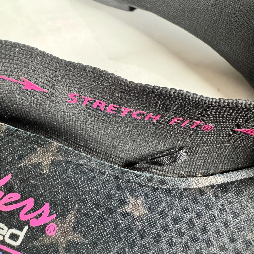 Skechers Black Knit Pointed‎ Toe Flats Air Cooled Memory Foam Insoles Slip On 7